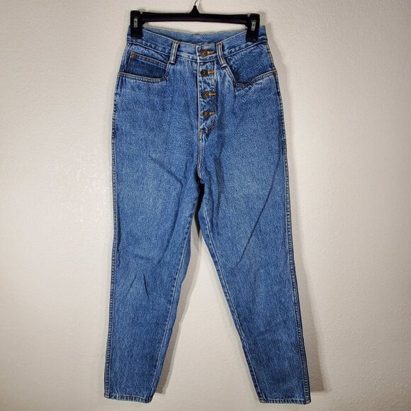 VTG Rio By Stephen Mardon High-Waisted Button-Fly Womans 9 Tapered Blue Jeans - Picture 1 of 13